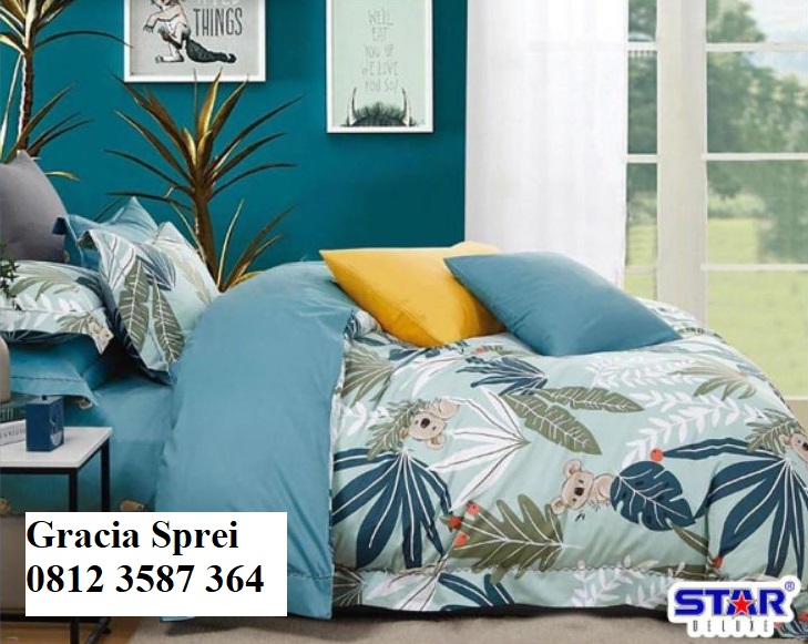 <p>Sprei Katun Star Koala Leaf dengan motif kekini